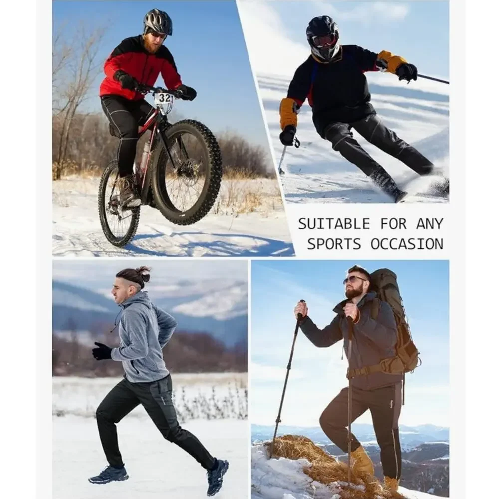 4uCycling Men’s Thermal Windproof Cycling Athletic Pants Fleece Lined Black S